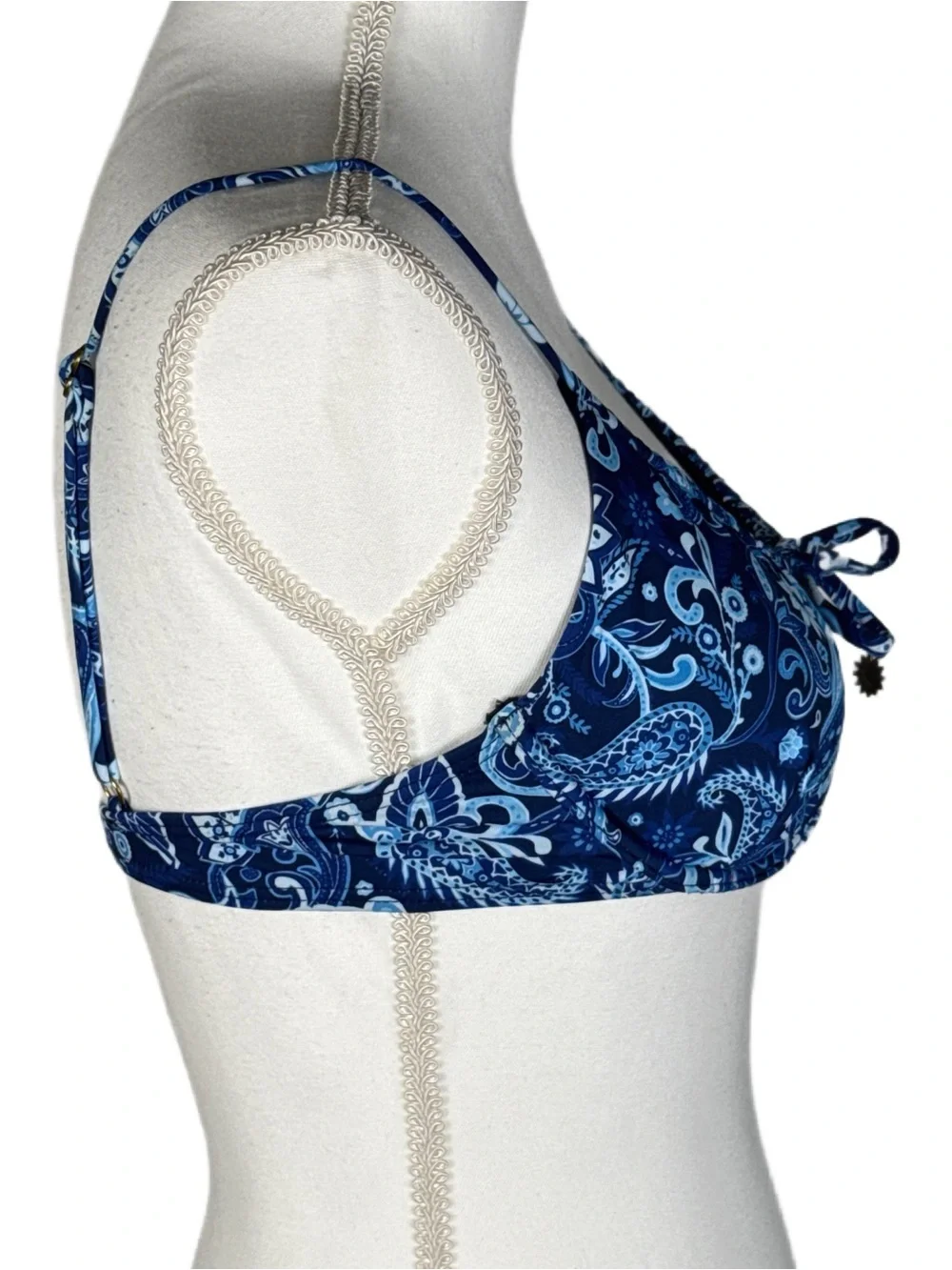 Kaiami Swim Ingrid Balconette Bikini Top Blue Paisley Underwire NWT Size 10